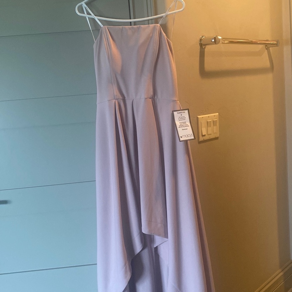 Mauve high low strapless formal dress